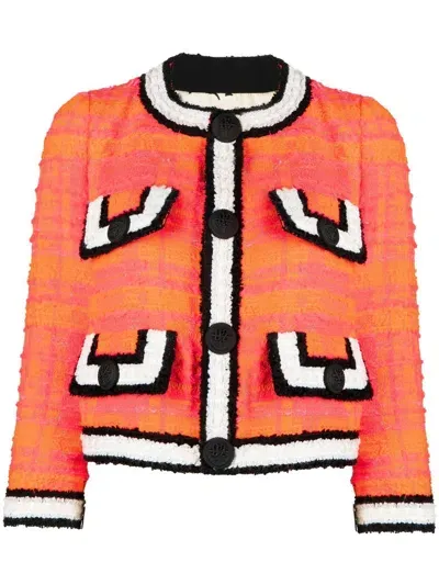 Dsquared2 Cropped Tweed Buttoned Jacket In Rosa