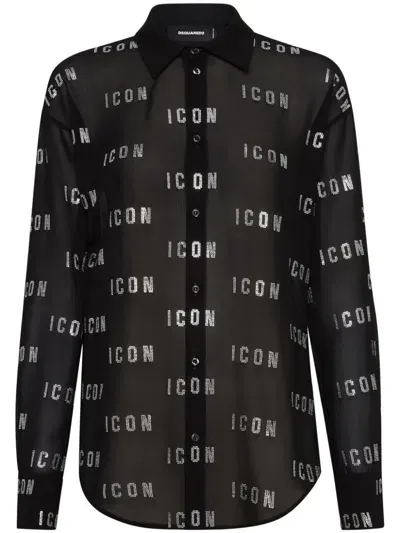 Dsquared2 Crystal-embellished Shirt In Black