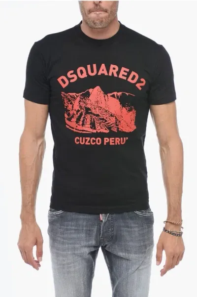 Dsquared2 Cuzco Peru T-shirt With Lettering Print In Black