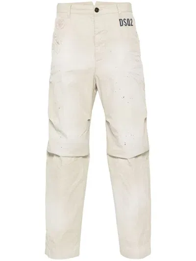 Dsquared2 D2 Stamps Osaka Straight-leg Trousers In Neutrals