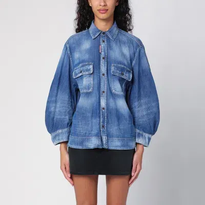 Dsquared2 Dean Denim Cropped Shirt In Blue