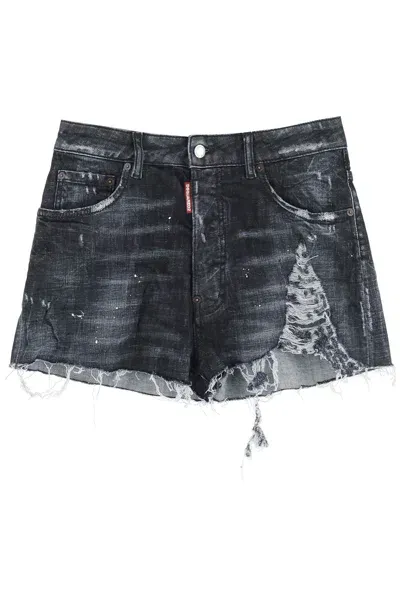 Dsquared2 Denim Hot Pants In Black