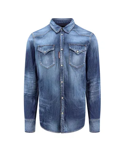 Dsquared2 Denim Western Shirt In Blue