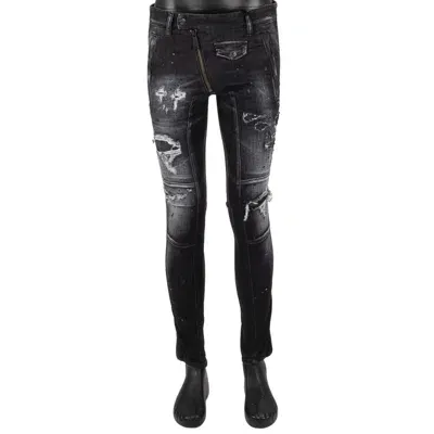 Pre-owned Dsquared2 Distressed Logo Skinny 5-pockets Jeans Hose Grau Schwarz 13655