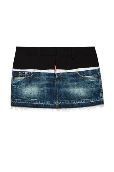 Dsquared2 Distressed Mini Denim Skirt In Multi