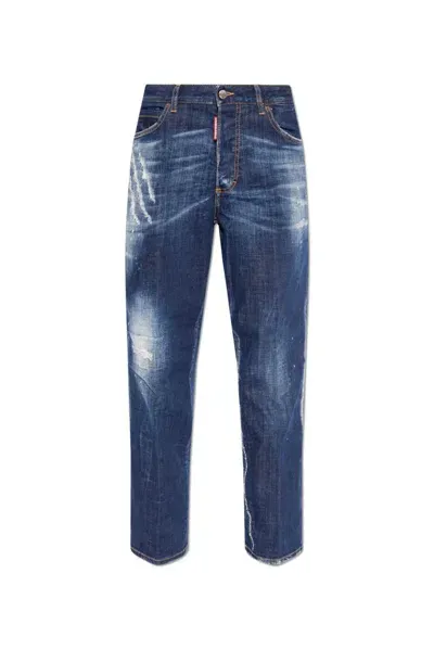 Dsquared2 Distressed Straight In Blue