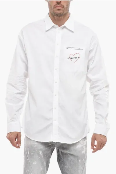 Dsquared2 Dropped Shoulder Shirt With Contrasting Logo In White