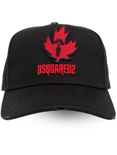 Dsquared2 Logo-appliqué Cotton Cap In Black