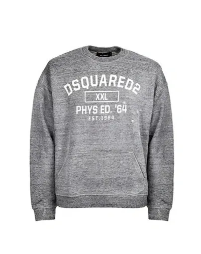 Dsquared2 Distressed Crewneck Sweatshirt With Logo Print In Grey