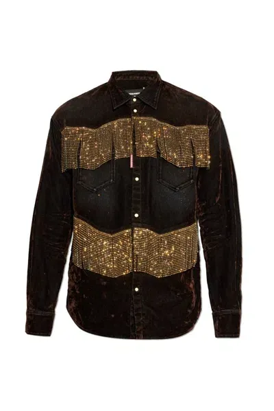 Dsquared2 Embellished Corduroy Jacket In Brown