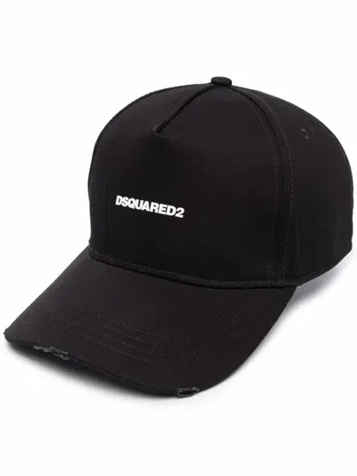 Dsquared2 Embroidered Logo Cap In Nero+bianco