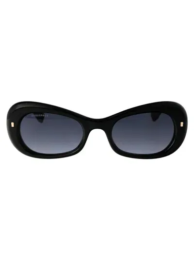 Dsquared2 Eyewear Oval Frame Sunglasses In Black