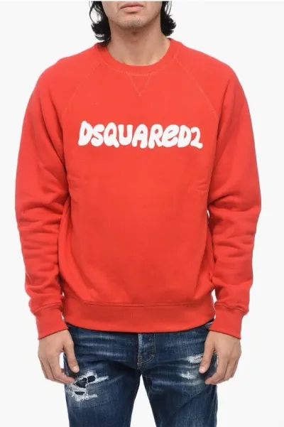 Dsquared2 Fleeced-cotton Crew-neck Sweatshirt In Orange