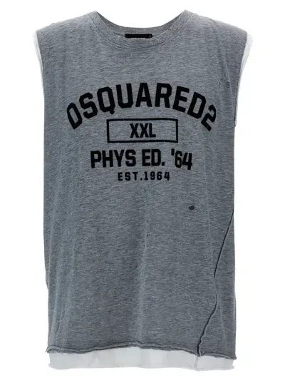 Dsquared2 Flocked Logo Tank Top Tops In Grey