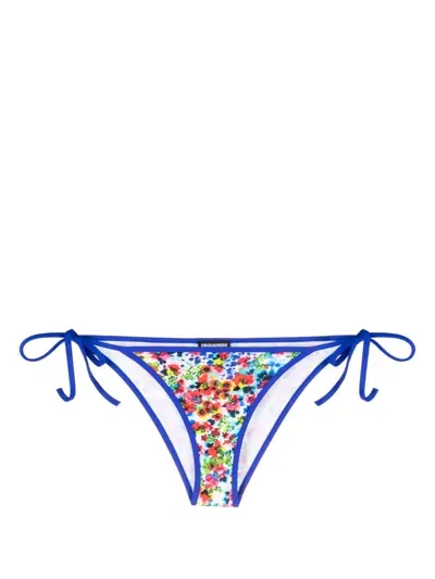 Dsquared2 Floral-print Bikini Bottoms In Blau