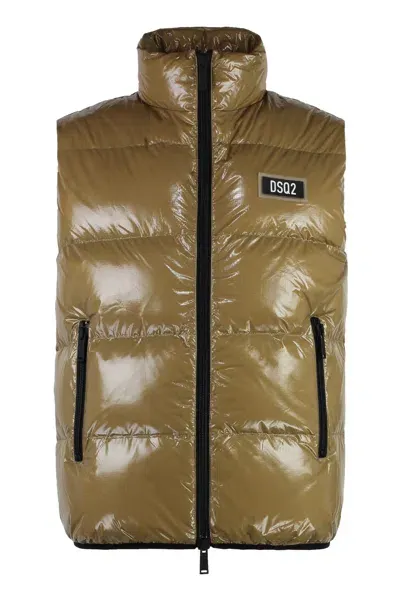 Dsquared2 Full Zip Field Vest In Brown