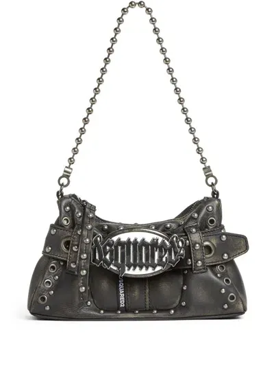 Dsquared2 Gothic Leather Shoulder Bag In Black