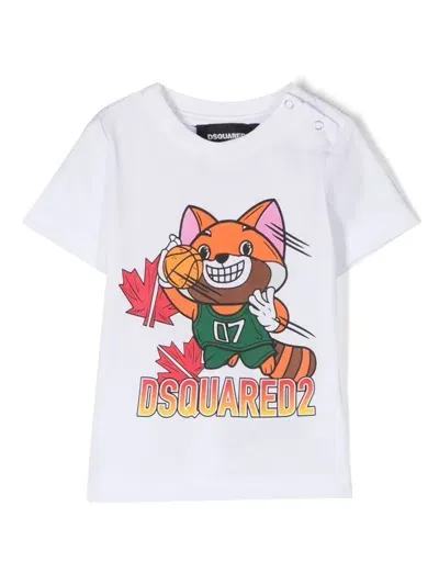 Dsquared2 Babies' Graphic-print Cotton T-shirt In 白色