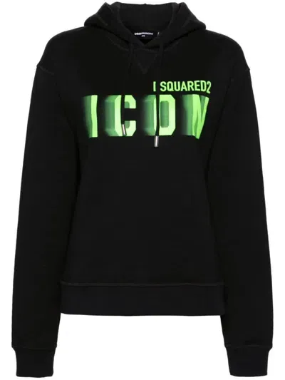 Dsquared2 Icon Cotton Hoodie In Black