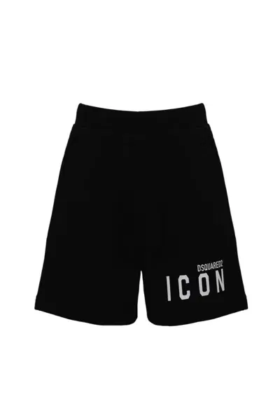 Dsquared2 Icon Cotton Shorts In Black