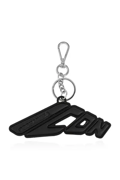 Dsquared2 Icon Logo Engraved Keyring In Black