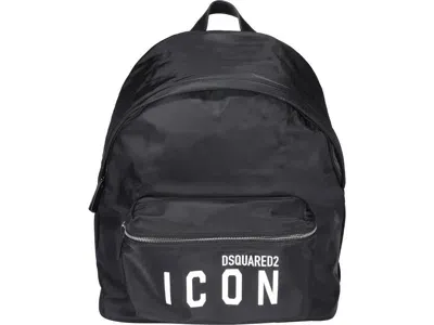 Dsquared2 Icon Logo Print Backpack In Nero