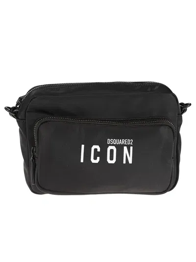 Dsquared2 Icon Logo Print Messenger Bag In Nero