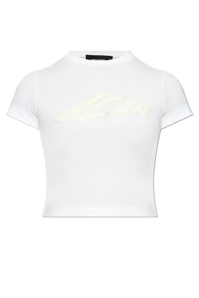 Dsquared2 Icon Printed Cropped T In White