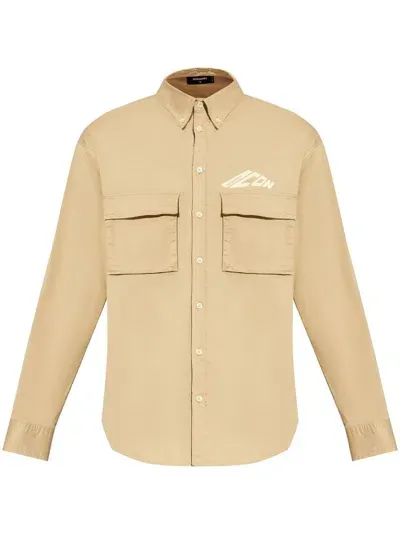 Dsquared2 Iconic Cotton Shirt In Beige