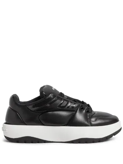 Dsquared2 Icon Leather Low Sneakers In Black