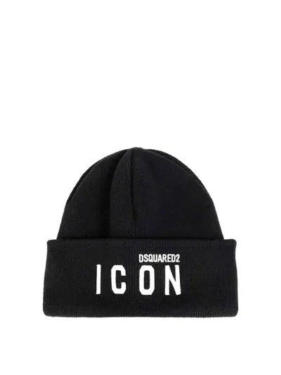 Dsquared2 Intarsia-knit Logo Beanie In Negro