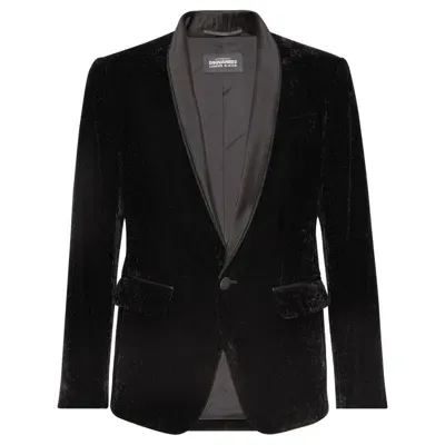 Dsquared2 Single-breasted Velvet Blazer In Black