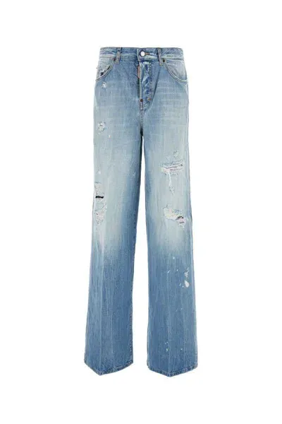 Dsquared2 Denim Traveller Wide-leg Jeans In Navy Blue