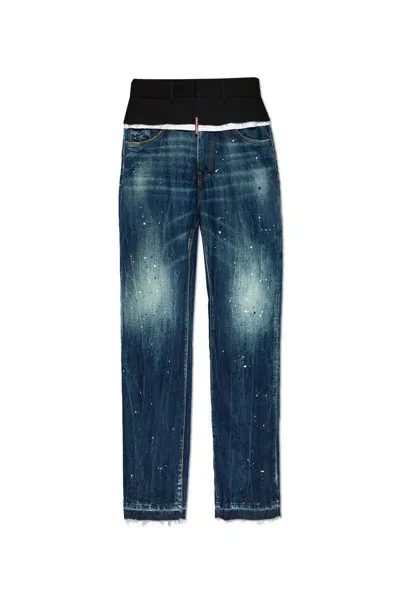 Dsquared2 Jeans Made From Combined Materials In Navy Blue