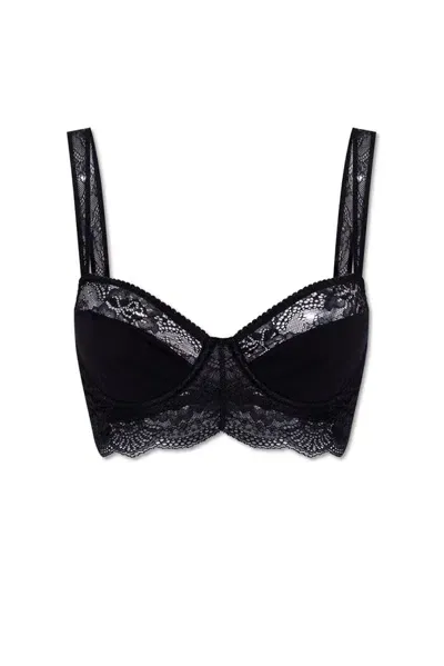 Dsquared2 Floral-lace Balconette Bra In Black