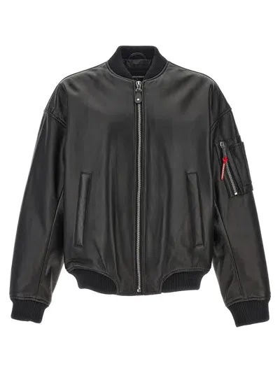 Dsquared2 Cyprus Leather Bomber Jacket In Black