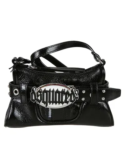 Dsquared2 Logo Belted Shoulder Bag In Black