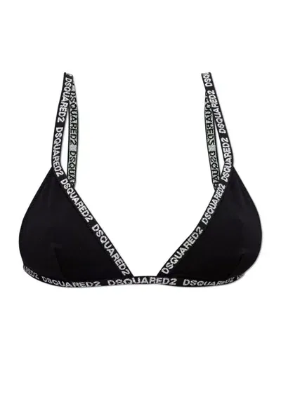 Dsquared2 Logo Embellished Bra In Black