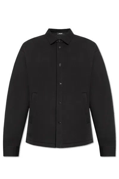 Dsquared2 Logo Embossed Straight Hem Over Shirt In Black