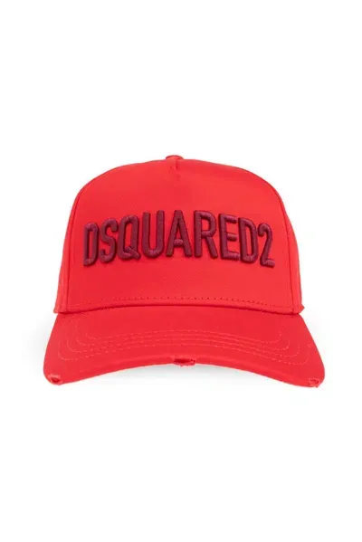 Dsquared2 Logo Embroidered Baseball Cap In Red