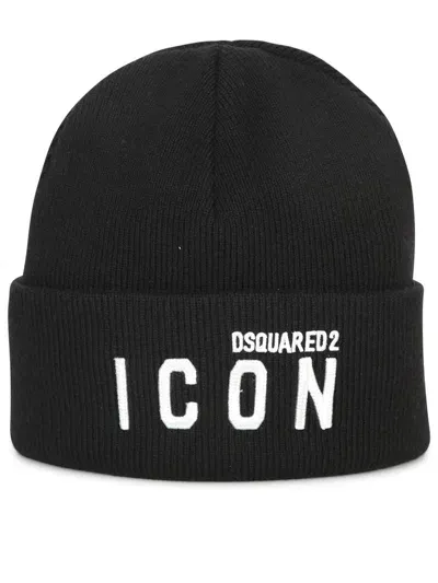 Dsquared2 Logo Embroidered Beanie In Black