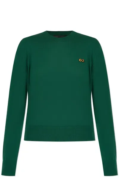 Dsquared2 Logo Embroidered Crewneck Jumper In Green