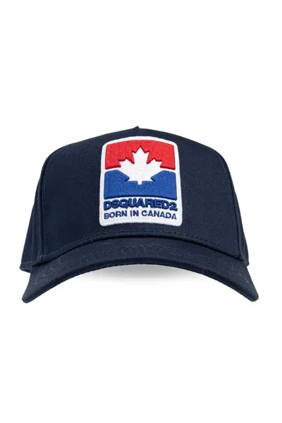 Dsquared2 Logo Embroidered Curved Peak Baseball Cap In Blue