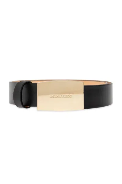 Dsquared2 Logo Engraved Buckle Belt In Black