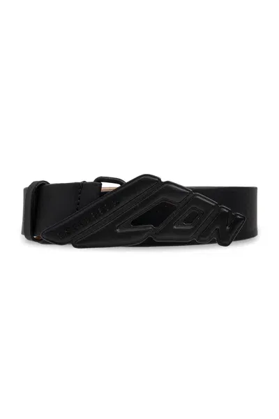 Dsquared2 Logo Engraved Buckled Belt In Nero