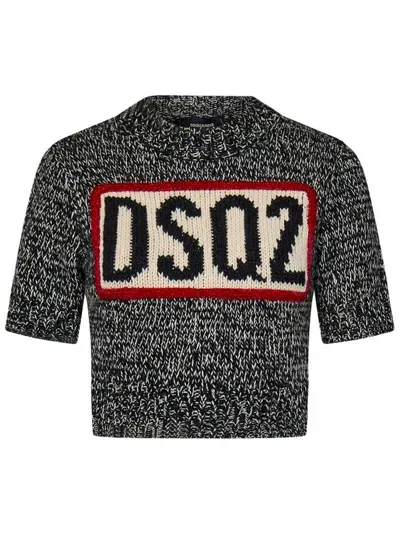 Dsquared2 Logo Jacquard Cropped Jumper In Grey