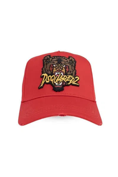 Dsquared2 Logo Patch Baseball Cap In Red