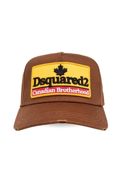 Dsquared2 Logo Patch Baseball Cap In Brown