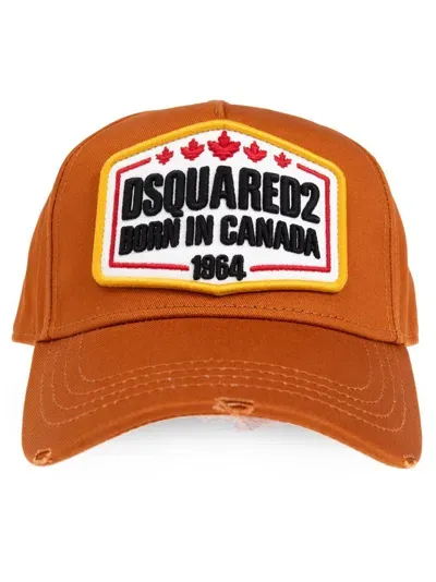 Dsquared2 Logo-patch Cotton Baseball Cap In Orange