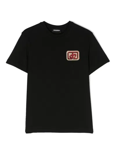 Dsquared2 Kids' Logo-patch Cotton T-shirt In Black